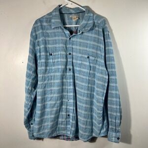 Mens Carbon 2 Cobalt Sea Change Chambray Cotton Patchwork Waffle Weave Shirt L